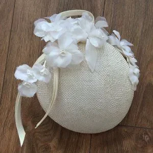 As seen on Kate hat / millinery / fascinator. Custom made Couture Parasisal Fascinator With Bow, Headpiece, Old Gold  main image 3